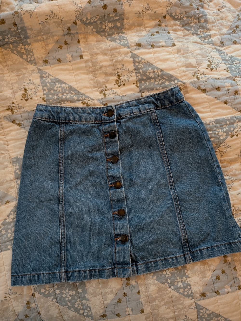 Classic Blue Denim Button-Front Skirt | Primark